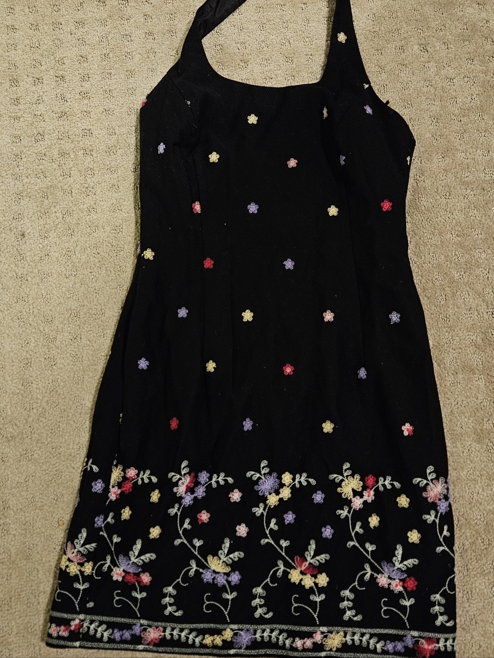 Black Mini Dress  Multicolor Florals